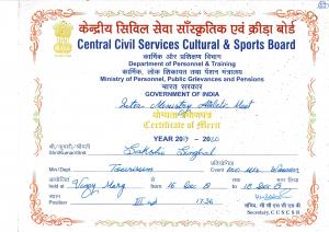 Ms. Sakshi Singhal of Ministry of Tourism has won Bronze Medal in 100 Meters Sprint during the Inter Ministry Athletic Meet conducted by Central Civil Services Sports & Cultural Board from 16th to 18th December 2019